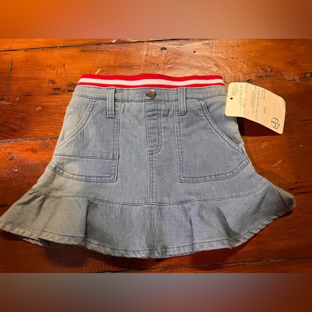 Kinderkind denim ruffle skirt with inner shorts from photo shoot size 3T